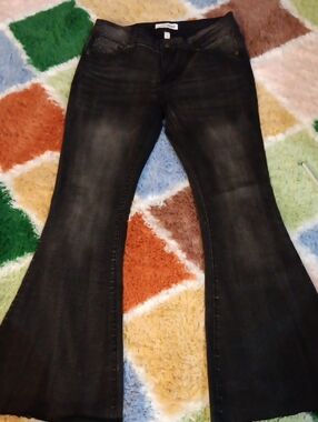 Love Soho Washed Black Flare Jeans